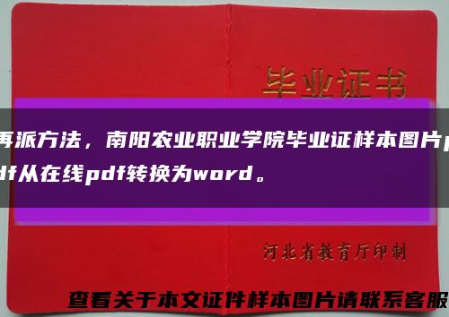 再派方法，南阳农业职业学院毕业证样本图片pdf从在线pdf转换为word。缩略图