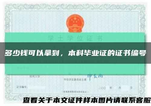 多少钱可以拿到，本科毕业证的证书编号缩略图