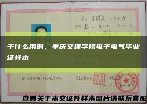 干什么用的，重庆文理学院电子电气毕业证样本缩略图