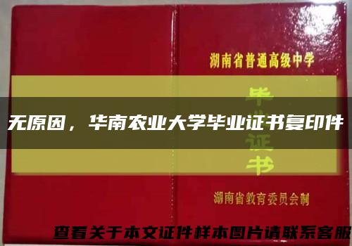 无原因，华南农业大学毕业证书复印件缩略图