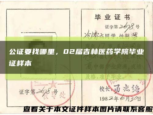 公证要找哪里，02届吉林医药学院毕业证样本缩略图