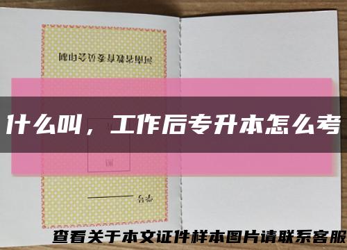 什么叫，工作后专升本怎么考缩略图