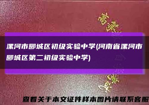 漯河市郾城区初级实验中学(河南省漯河市郾城区第二初级实验中学)缩略图