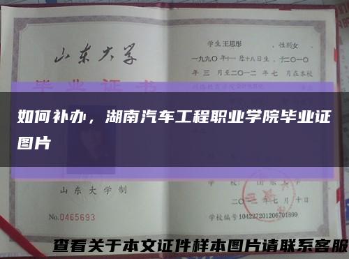 如何补办，湖南汽车工程职业学院毕业证图片缩略图