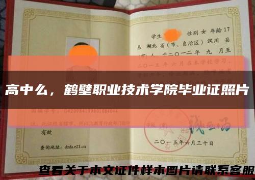 高中么，鹤壁职业技术学院毕业证照片缩略图