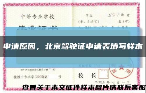 申请原因，北京驾驶证申请表填写样本缩略图