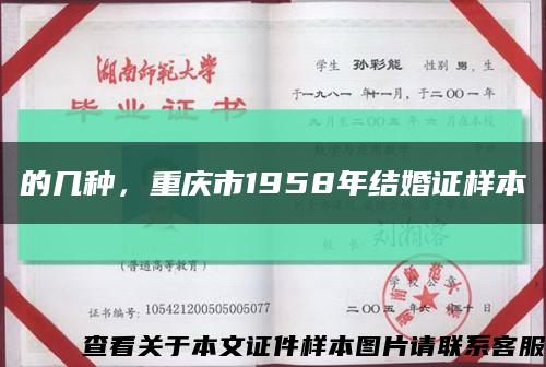 的几种，重庆市1958年结婚证样本缩略图