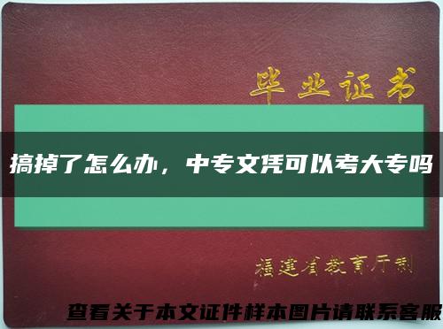 搞掉了怎么办，中专文凭可以考大专吗缩略图