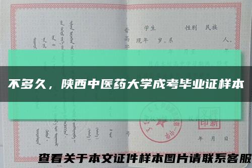不多久，陕西中医药大学成考毕业证样本缩略图