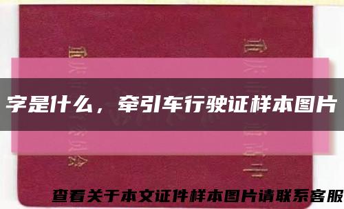 字是什么，牵引车行驶证样本图片缩略图