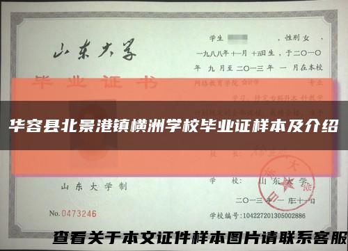 华容县北景港镇横洲学校毕业证样本及介绍缩略图