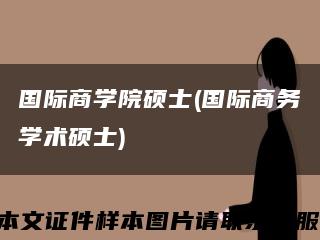 国际商学院硕士(国际商务学术硕士)缩略图