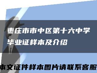 枣庄市市中区第十六中学毕业证样本及介绍缩略图