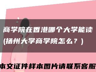 商学院在香港哪个大学能读(扬州大学商学院怎么？)缩略图