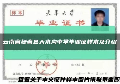 云南省绿春县大水沟中学毕业证样本及介绍缩略图