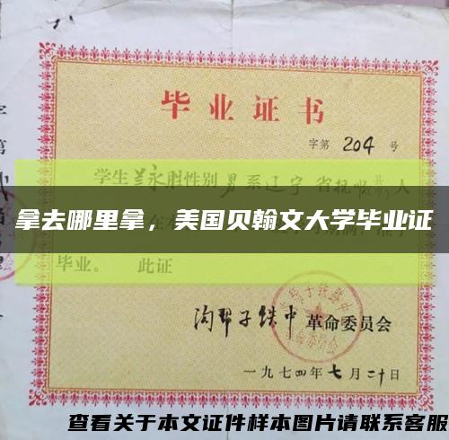 拿去哪里拿，美国贝翰文大学毕业证缩略图