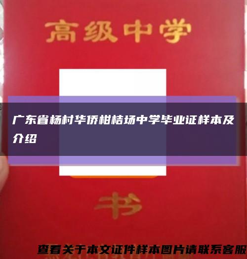 广东省杨村华侨柑桔场中学毕业证样本及介绍缩略图