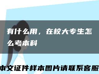 有什么用，在校大专生怎么考本科缩略图