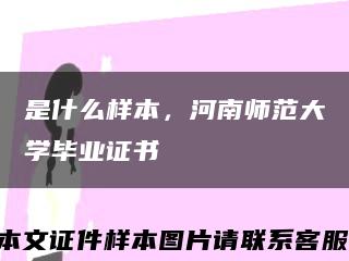 是什么样本，河南师范大学毕业证书缩略图