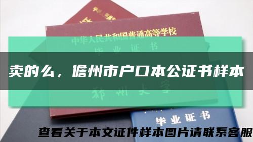 卖的么，儋州市户口本公证书样本缩略图