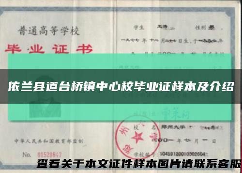 依兰县道台桥镇中心校毕业证样本及介绍缩略图