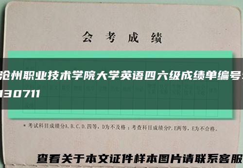 沧州职业技术学院大学英语四六级成绩单编号:130711缩略图