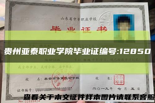 贵州亚泰职业学院毕业证编号:12850缩略图