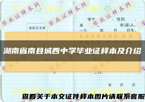湖南省南县城西中学毕业证样本及介绍缩略图