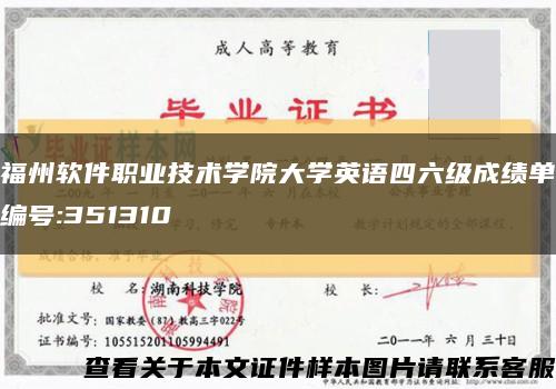 福州软件职业技术学院大学英语四六级成绩单编号:351310缩略图