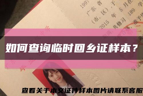 如何查询临时回乡证样本？缩略图