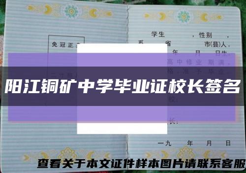 阳江铜矿中学毕业证校长签名缩略图