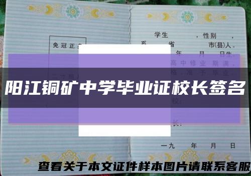 阳江铜矿中学毕业证校长签名缩略图