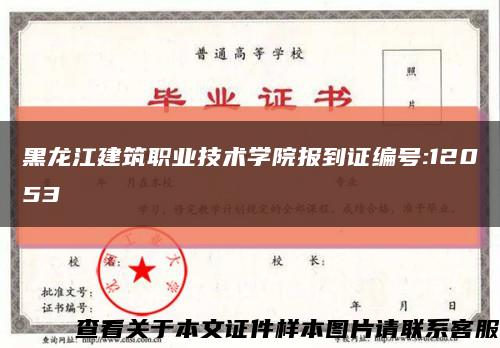 黑龙江建筑职业技术学院报到证编号:12053缩略图