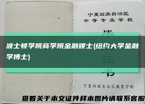 波士顿学院商学院金融硕士(纽约大学金融学博士)缩略图