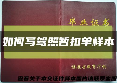 如何写驾照暂扣单样本缩略图