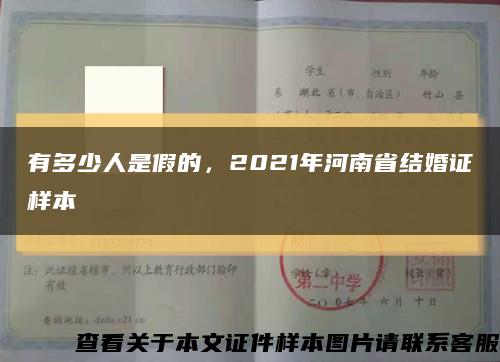 有多少人是假的，2021年河南省结婚证样本缩略图