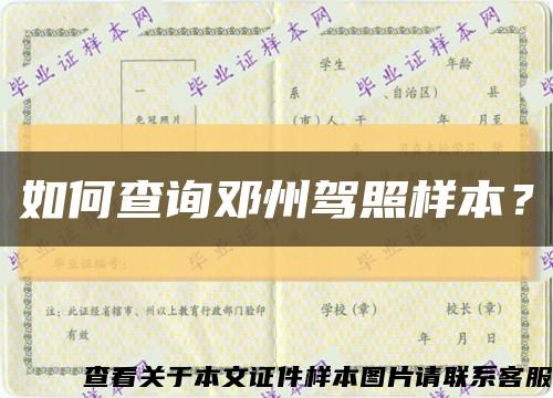 如何查询邓州驾照样本？缩略图