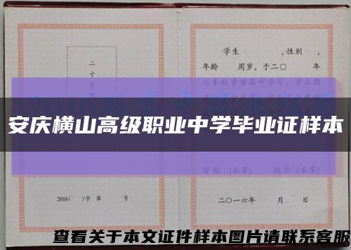 安庆横山高级职业中学毕业证样本缩略图