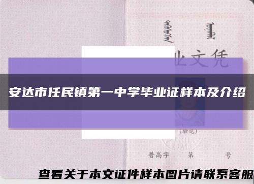 安达市任民镇第一中学毕业证样本及介绍缩略图