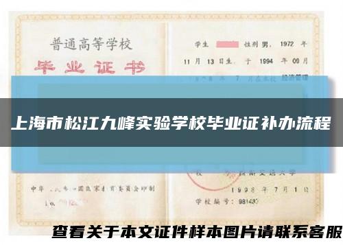 上海市松江九峰实验学校毕业证补办流程缩略图
