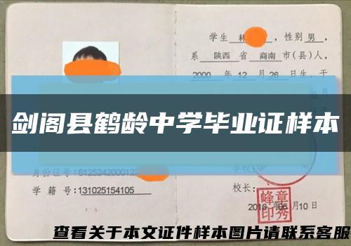 剑阁县鹤龄中学毕业证样本缩略图
