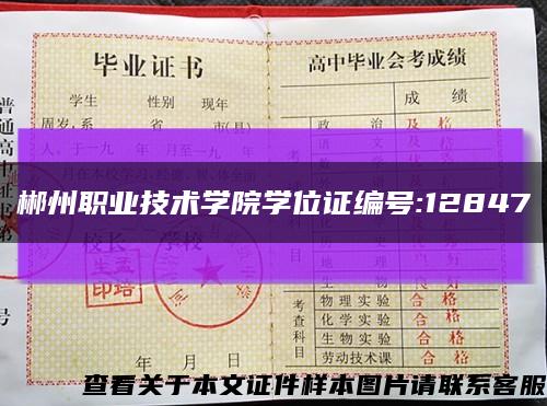 郴州职业技术学院学位证编号:12847缩略图