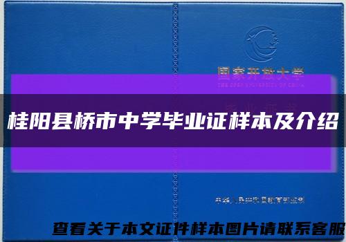 桂阳县桥市中学毕业证样本及介绍缩略图