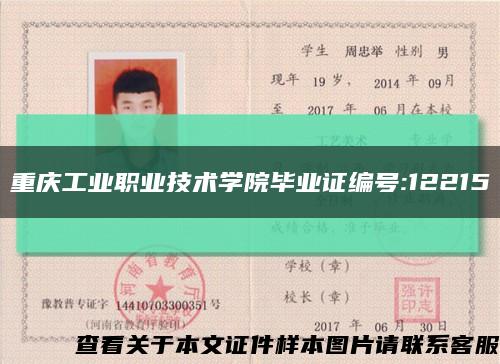 重庆工业职业技术学院毕业证编号:12215缩略图