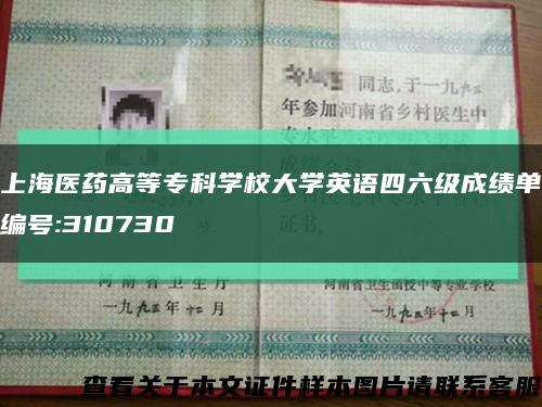 上海医药高等专科学校大学英语四六级成绩单编号:310730缩略图