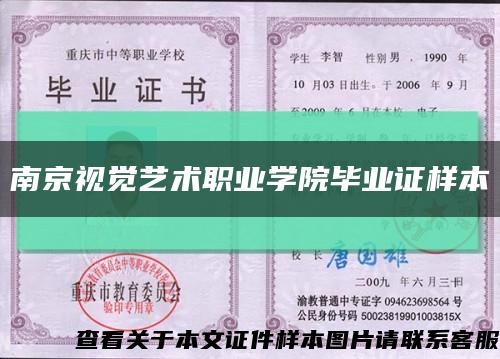 南京视觉艺术职业学院毕业证样本缩略图