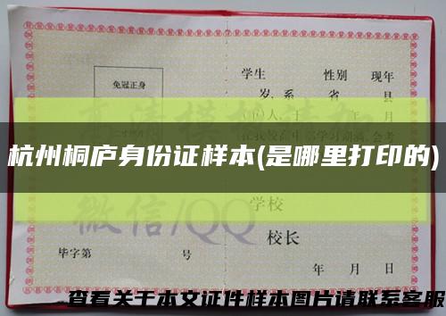 杭州桐庐身份证样本(是哪里打印的)缩略图