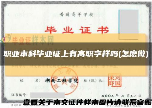 职业本科毕业证上有高职字样吗(怎麽做)缩略图