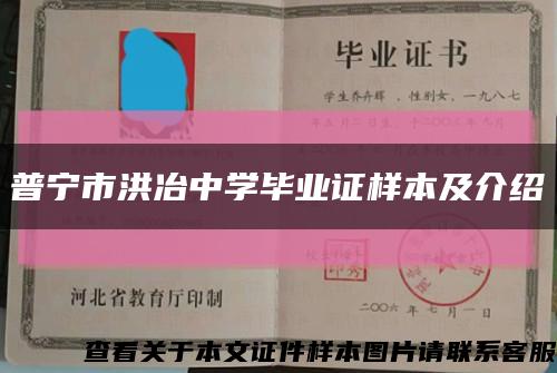 普宁市洪冶中学毕业证样本及介绍缩略图