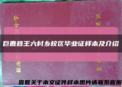 巨鹿县王六村乡校区毕业证样本及介绍缩略图
